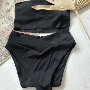 Aerie Ribbed Crossover Cheeky Bottom (XL) and Ribbed Longline Bandeau Top (L)